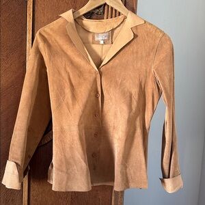 Conbipel Rea Leather Blazer Shirt Blouse Top Vere Pelle XS